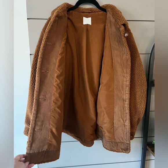 H&M Brown Teddy bear jacket cozy and warm size 12 (oversized) w/ braided buttons - Picture 6 of 9